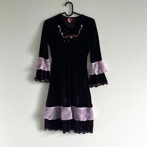 Girl&Co. Vintage-Inspired Purple Velvet Crew-Neckline Dress 8 Whimsigoth 90's